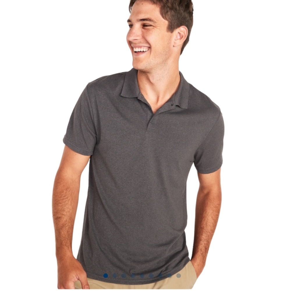 Old navy polo men’s shirt gray size medium short sleeve collar button casual *